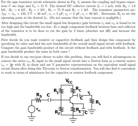 Solved For the npn transistor circuit schematic shown in | Chegg.com