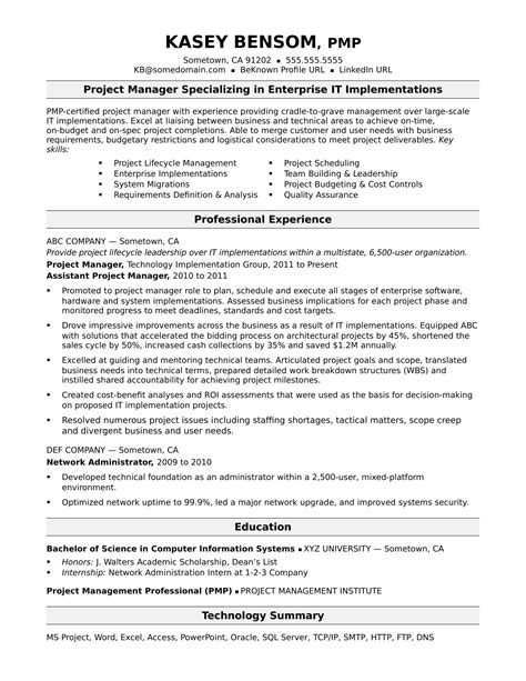 Project Manager Resume : Functional Resume Example Project Manager ...