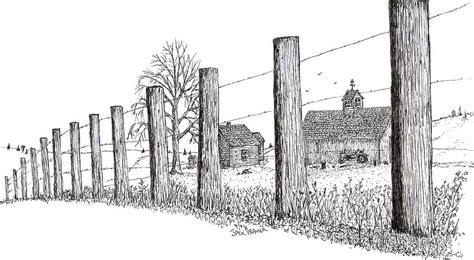 Fence Line 1 Drawing by Jack G Brauer