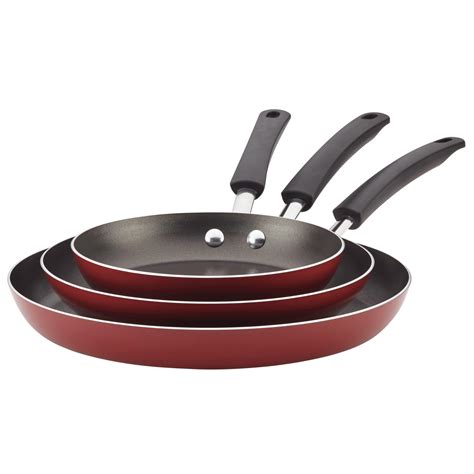 Farberware 3-Piece Easy Clean Aluminum Non-Stick Frying Pans/Fry Pans/Skillet Set, Red - Walmart ...