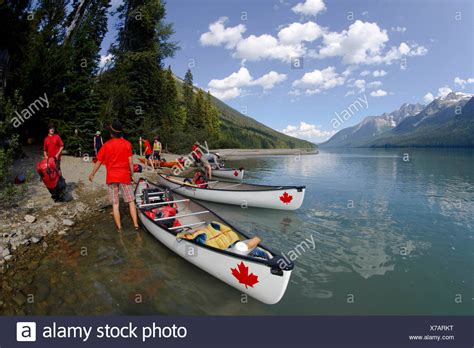 Boy Scouts canoeing on the Bowron Lakes circuit. Bowron Lakes ...