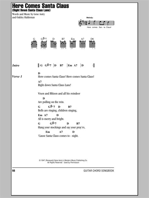 Here Comes Santa Claus (Right Down Santa Claus Lane) by Gene Autry - Guitar Chords/Lyrics ...