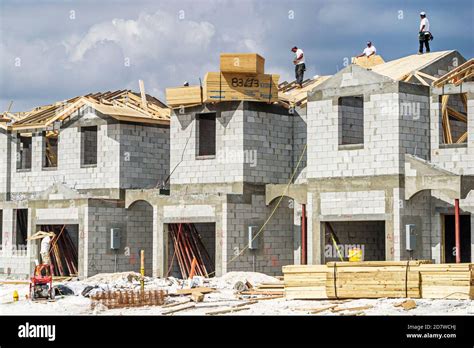 Miami Florida,Kendall townhouses under new construction site building,cinder block homes Stock ...