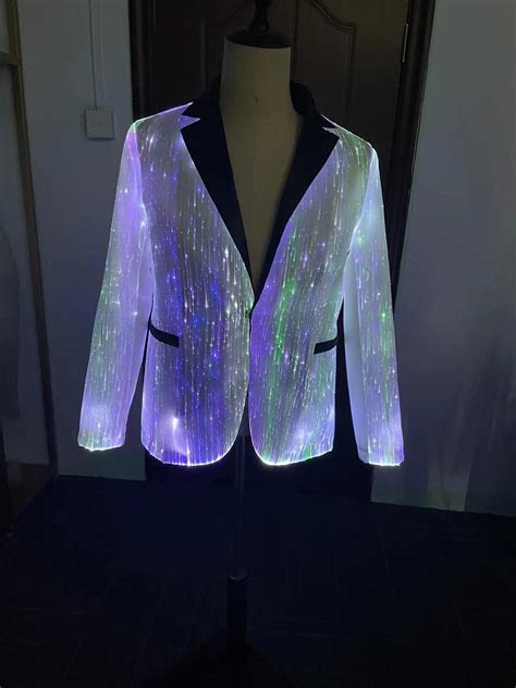 LED Rainbow Dazzling Burning Man Luxury Fiber Optic Suit Jacket for Men ...