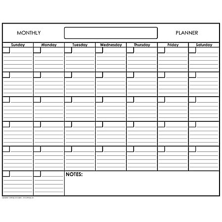 SwiftGlimpse Erasable Monthly Wall Planner 24 x 36 BlackWhite Undated ...