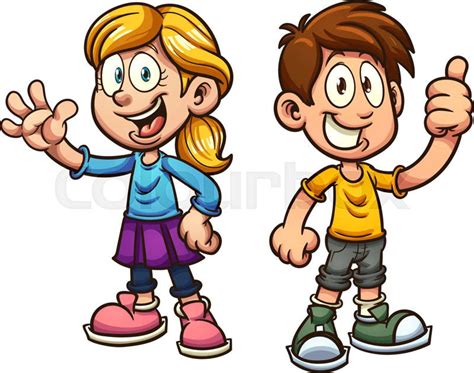 Cute cartoon boy and girl. Vector clip ... | Stock Vector | Colourbox