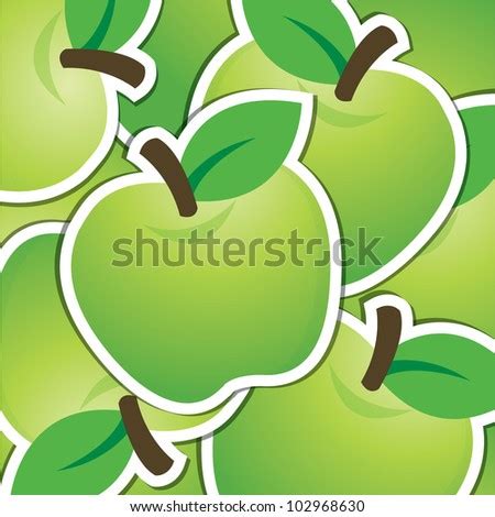 Green Apple Sticker Backgroundcard Vector Format Stock Vector 102968630 - Shutterstock