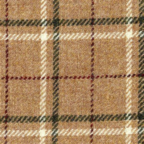 Tartan Plaid Check Fabric 100% Wool Tweed Sand Brown with | Etsy