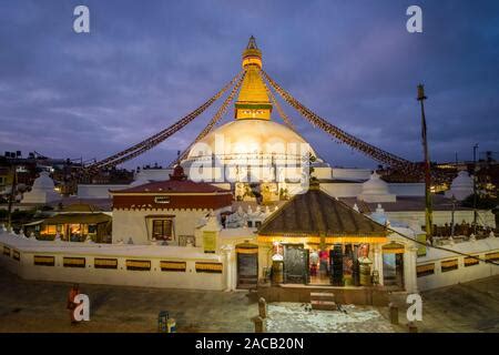 View of Boudhanath Stupa at night, Kathmandu, Nepal Stock Photo - Alamy