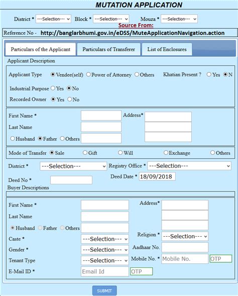 How to Fill Banglarbhumi Mutation Application Online in banglarbhumi.gov.in