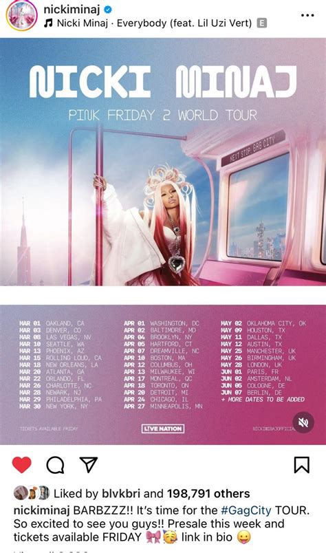 Nicki Minaj announces dates for upcoming Pink Friday 2 World Tour