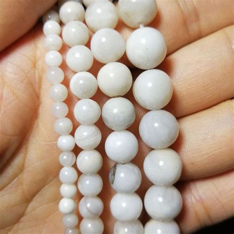 Natural white agate beads White stone beads Agate beads | Etsy