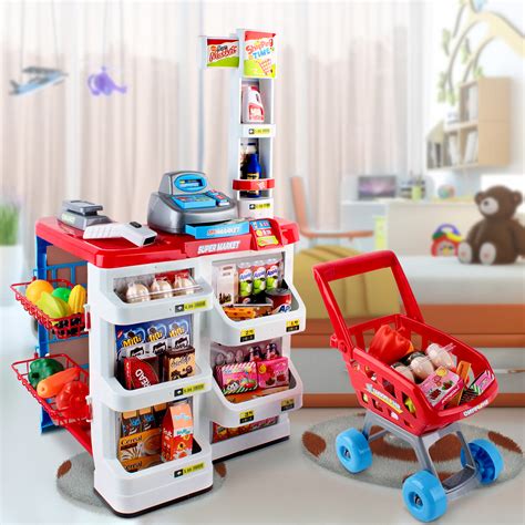 Keezi 24 Piece Kids Super Market Toy Set - Red & White