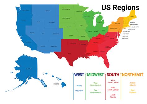 US Regions List and Map – 50states