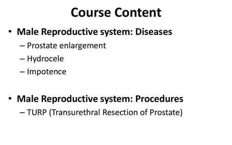 Male reproductive system diseases and procedures