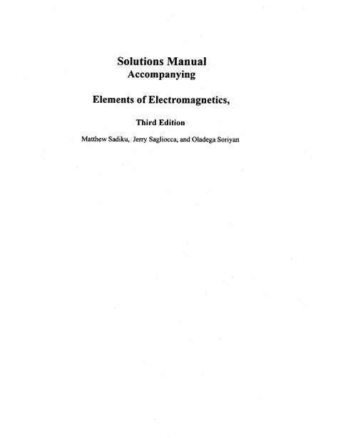 Sadiku 3RD Solution - Electronics and Communication Engineering - Studocu