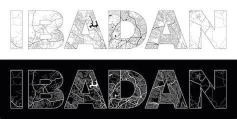 Premium Vector | Ibadan City Name Nigeria Africa with black white city ...