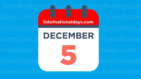 DECEMBER 5TH: National Holidays,Observances & Famous Birthdays