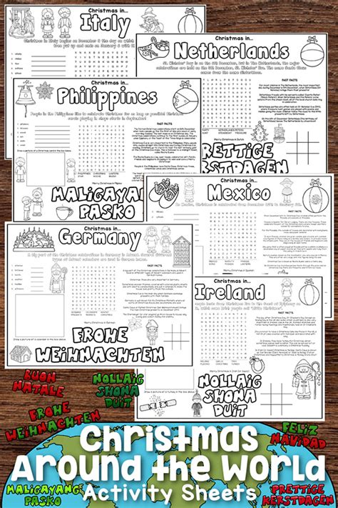 Christmas Around the World Worksheets for Kids: Free, Printable