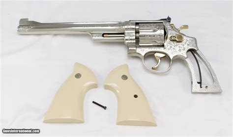 SMITH & WESSON, Model 27-2, ENGRAVED, NICKEL, BONDED IVORY GRIPS