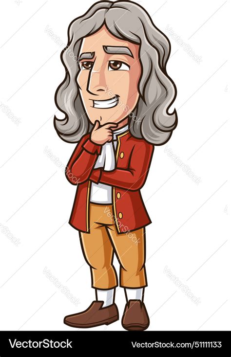 Isaac newton thinking cartoon clip art Royalty Free Vector