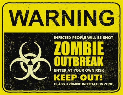 Premium Vector | Zombie outbreak sign board illustration