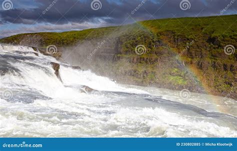 Golden Waterfall in Iceland - the Mighty Gullfoss Stock Image - Image ...