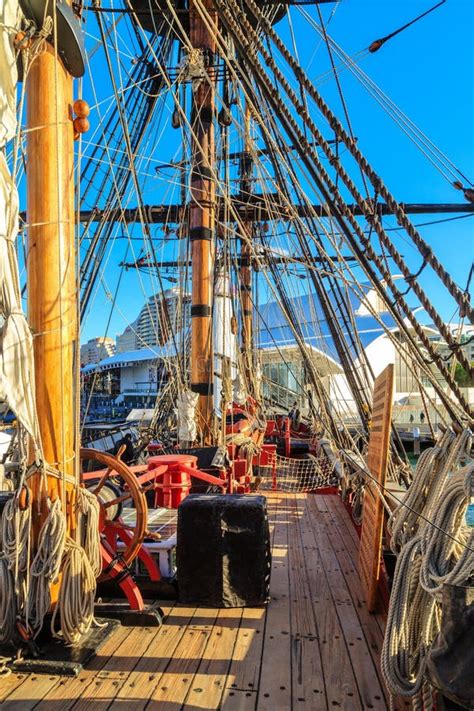 HMS Endeavour Replica, Darling Harbour, Sydney, Australia. Deck View Editorial Stock Photo ...