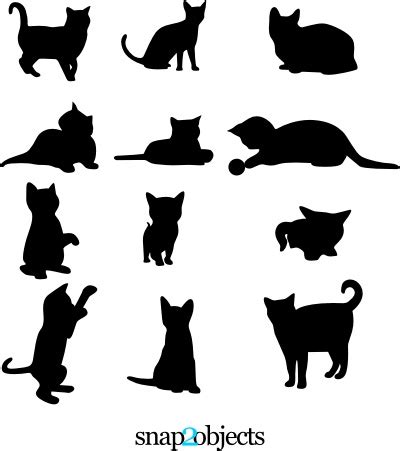 11 Cat Vector Silhouettes - Snap2objects