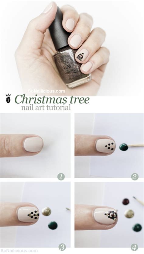 Christmas tree nail art tutorial