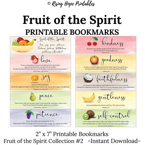 20 Fruit of the Spirit Printable Bookmarks galatians 5:22-23 - Etsy | Fruit of the spirit ...