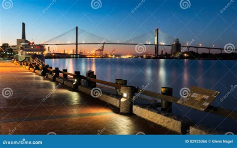 Talmadge Memorial Bridge from River Walk in Savannah Editorial Photo ...