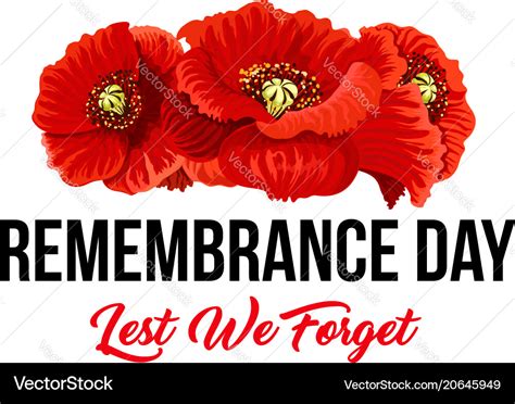 Remembrance day lest we forget poppy icons Vector Image