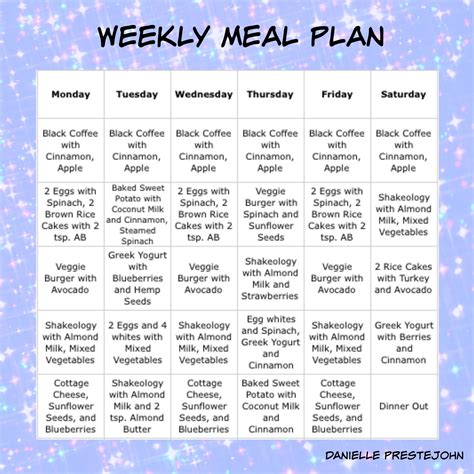 Weekly Meal Plan. Gluten Free. Vegetarian Friendly. 21 Day Fix Approved ...