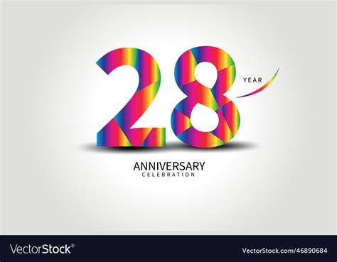 28 year anniversary celebration logo colorful Vector Image