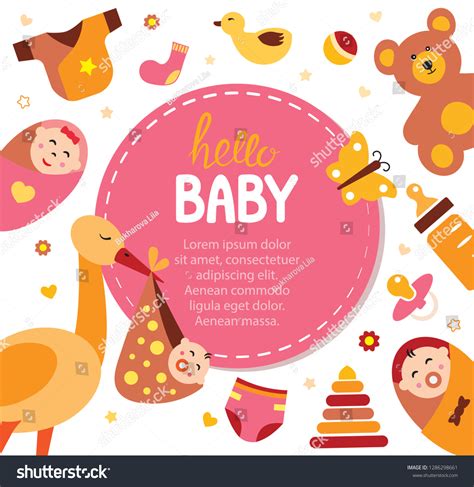 Cute Colorful Baby Background Baby Birth Stock Vector (Royalty Free ...