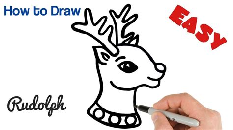 How to Draw Rudolph Santa's Reindeer Cute | Christmas Drawings | Christmas drawing, Reindeer ...