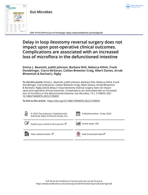 (PDF) Delay in loop ileostomy reversal surgery does not impact upon post-operative clinical ...