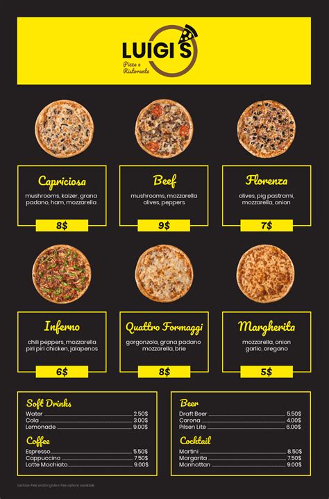 Dark Pizzeria Menu - New Graphic Design Templates By Venngage Pizza Menu Design, Food Menu ...