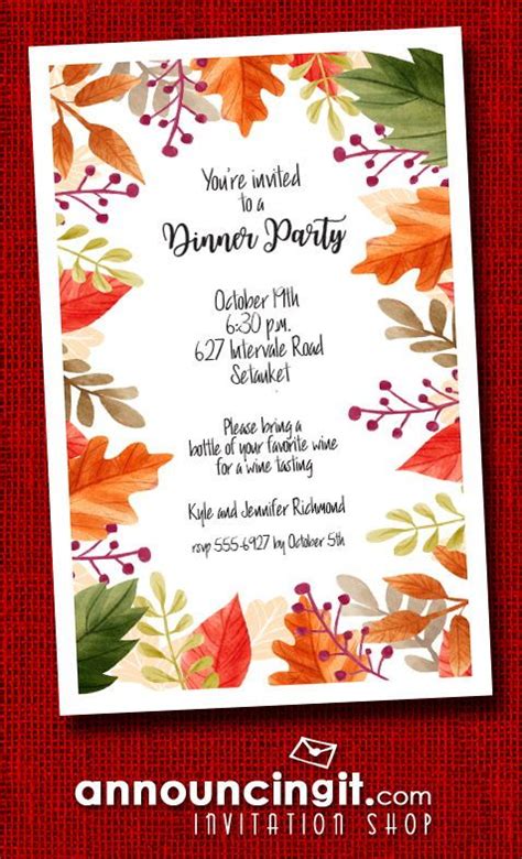 Beautiful Autumn Leaves Invitations | Fall party invitations, Party ...