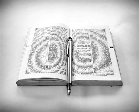 Free photo: Grayscale Photography of Click Pen on Top of Opened Book - Ballpen, Bible, Black-and ...