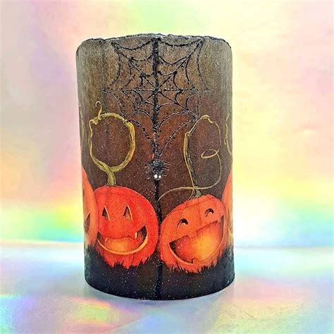 Halloween LED pillar candle unique decorative flameless | Etsy