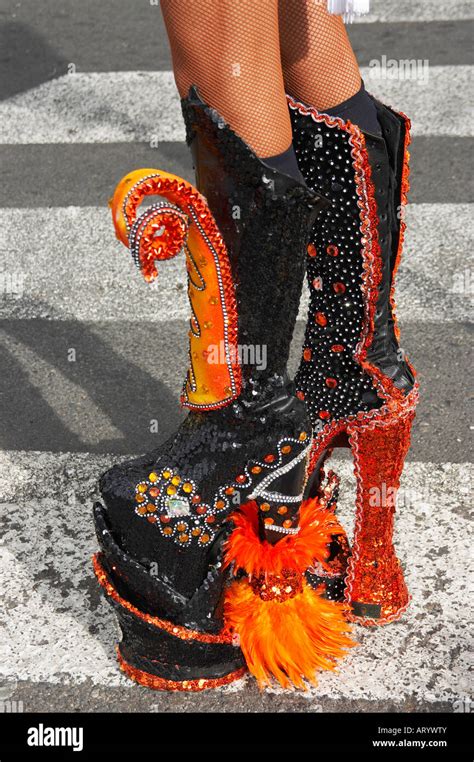 Drag queen wearing platform boots at carnival on Gran Canaria in the ...