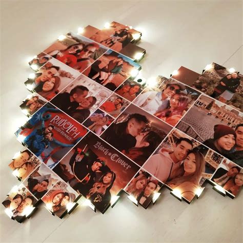 Wood Photo Collage Lamp With Your Photos, Collage Gift, Custom Couple ...