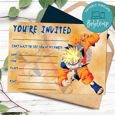 Naruto fill in blank Invitation Customizable Template DIY | Bobotemp | Invitations, Custom baby ...