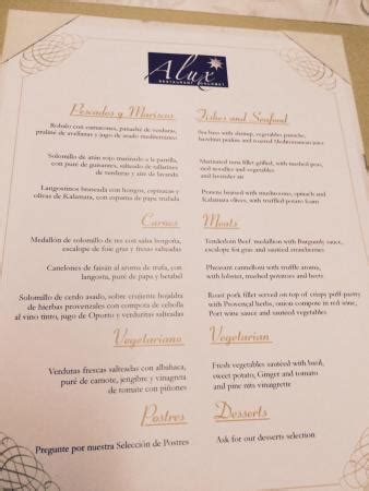 Alux menu - Picture of Luxury Bahia Principe Akumal, Akumal - TripAdvisor