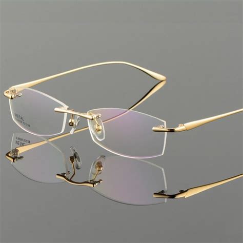 Vazrobe Gold Gray Frame Glasses Men's Eyeglasses Frames Rimless Eyeglass for Prescription(we Can ...