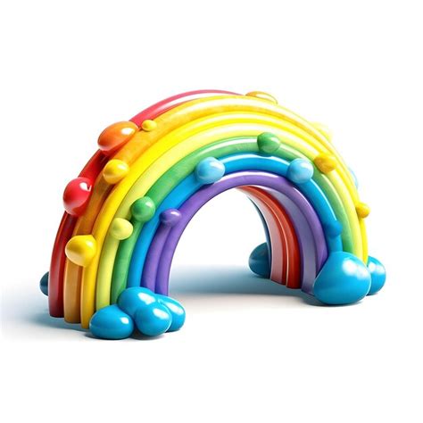 Premium Photo | A rainbow made of balloons is shown on a white background.