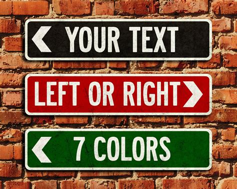 Custom Street Sign Vintage Design 6 Color Choices Left of Right - Etsy | Custom street signs ...