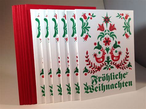 6 pack German Merry Christmas letterpressed cards